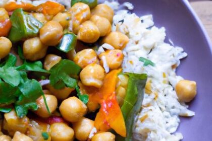 Hearty Vegan Chickpea Curry Served with Fragrant Basmati Rice