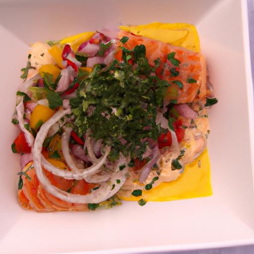 Refreshing Twist: salmon Ceviche with mango & Cilantro Flair