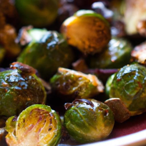 Crispy Roasted Brussels Sprouts Drizzled with Balsamic glaze