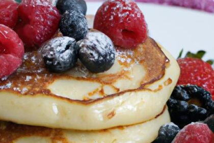 Fluffy Coconut Flour Pancakes Topped with Fresh Berries