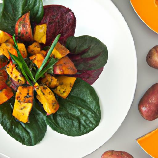 Harvest Harmony: Roasted Sweet Potato & Spinach Salad Delight