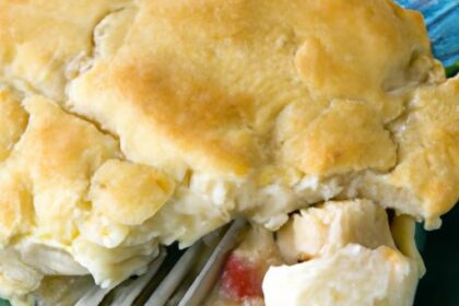 One-Skillet Chicken Pot Pie with Fluffy Biscuit Topping