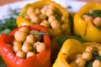 Colorful Bell Peppers Stuffed with Spinach and Chickpeas Delight
