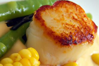 Golden Seared Scallops Resting on Velvet Corn Puree Delight