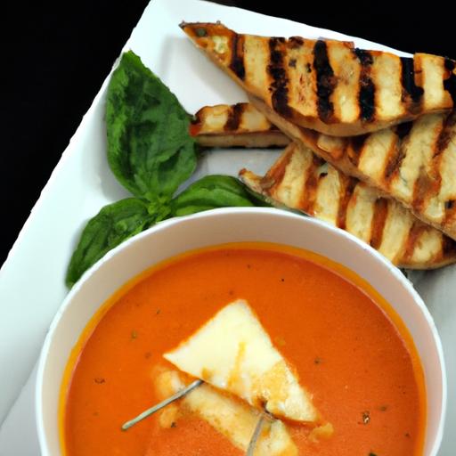 Cozy ‍Comfort: Tomato basil Soup Paired‍ with Grilled Cheese Sticks