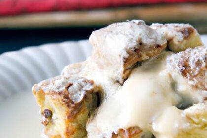 Decadent Bread Pudding with Silky Vanilla Sauce Delight