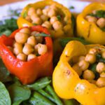 Colorful Bell Peppers Stuffed with Spinach and Chickpeas Delight