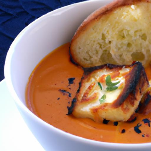 Savor the Classic: Tomato Bisque with Grilled Cheese Croutons