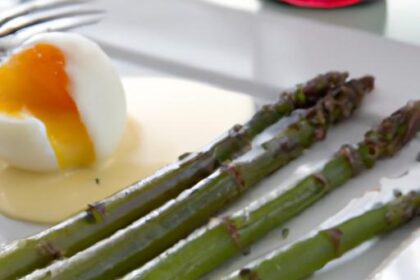 Elevate Brunch: Poached Eggs on Asparagus Drizzled with Olive Oil
