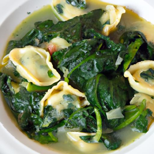 Wholesome Tortellini Soup with Fresh spinach Delight