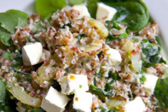 Hearty Warm Quinoa Salad with Spinach and Creamy Feta
