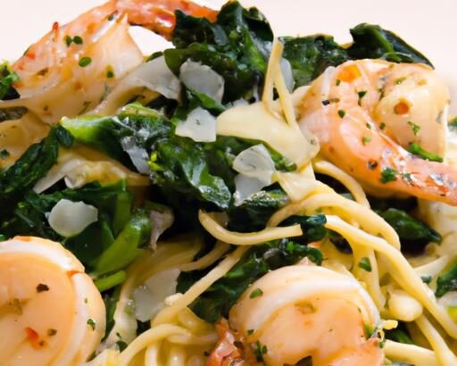 Zesty Lemon Garlic Shrimp Pasta with Fresh Spinach Delight