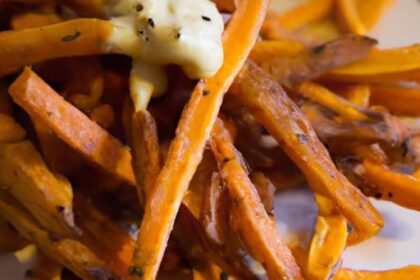 Crispy Sweet Potato Fries Paired with Garlic Aioli Bliss
