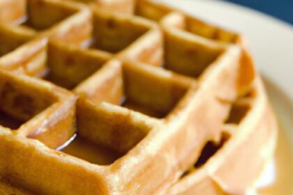 Wholesome Whole Grain Waffles Drizzled with Maple Syrup