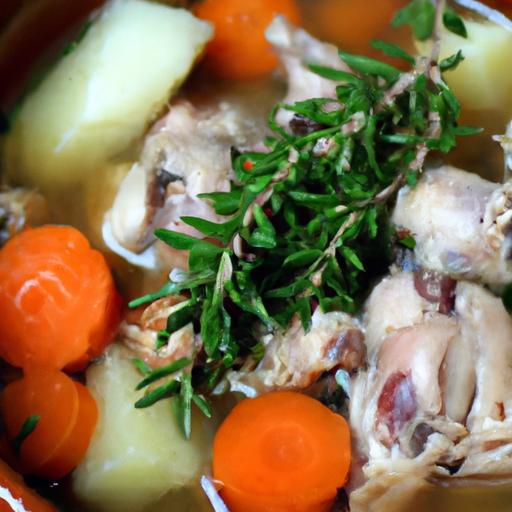 Hearty Rabbit Stew with Root Veggies and Fresh thyme