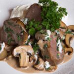 Savor Beef Tenderloin Tips in Luxurious Mushroom Cream Sauce