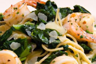 Zesty Lemon Garlic Shrimp Pasta with Fresh Spinach Delight