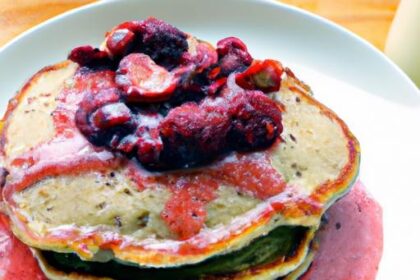Fluffy Vegan Buckwheat Pancakes with Tangy Berry Compote