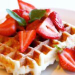 Fluffy Belgian Waffles with Fresh Strawberries Delight