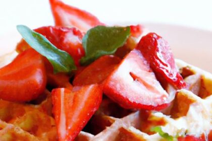 Fluffy Belgian Waffles with Fresh Strawberries Delight