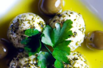 Creamy Herbed Labneh Balls Drizzled in Golden Olive Oil