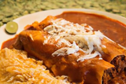 Savor Shredded Beef Enchiladas Drenched in Zesty Red Sauce