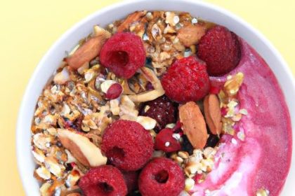 Berry Smoothie Bowl Delight with Crunchy GF Granola Twist