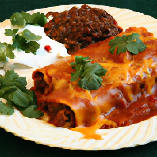 Savor Shredded Beef Enchiladas Drenched in Zesty Red Sauce