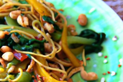 Vibrant Thai Peanut Noodles with Colorful Veggies Delight
