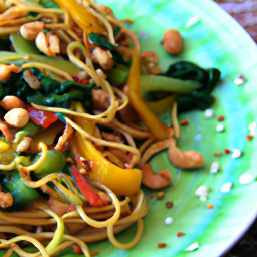 Vibrant Thai Peanut Noodles with Colorful Veggies Delight