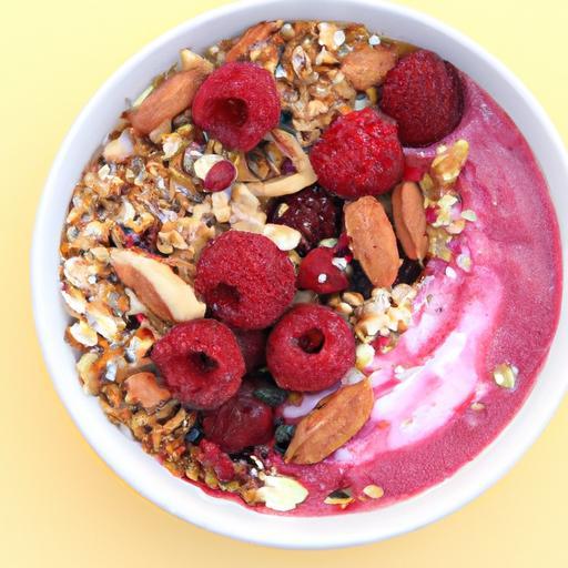 Berry Smoothie Bowl Delight with Crunchy GF Granola Twist