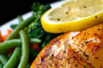 Zesty Lemon Herb Grilled Chicken with Fresh Steamed Veggies