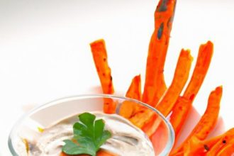 Crunchy Carrot & Celery Sticks Paired with Creamy Cashew Dip