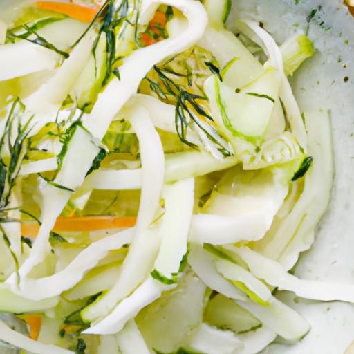 Crunchy Kohlrabi slaw with Zesty Creamy Dill Dressing
